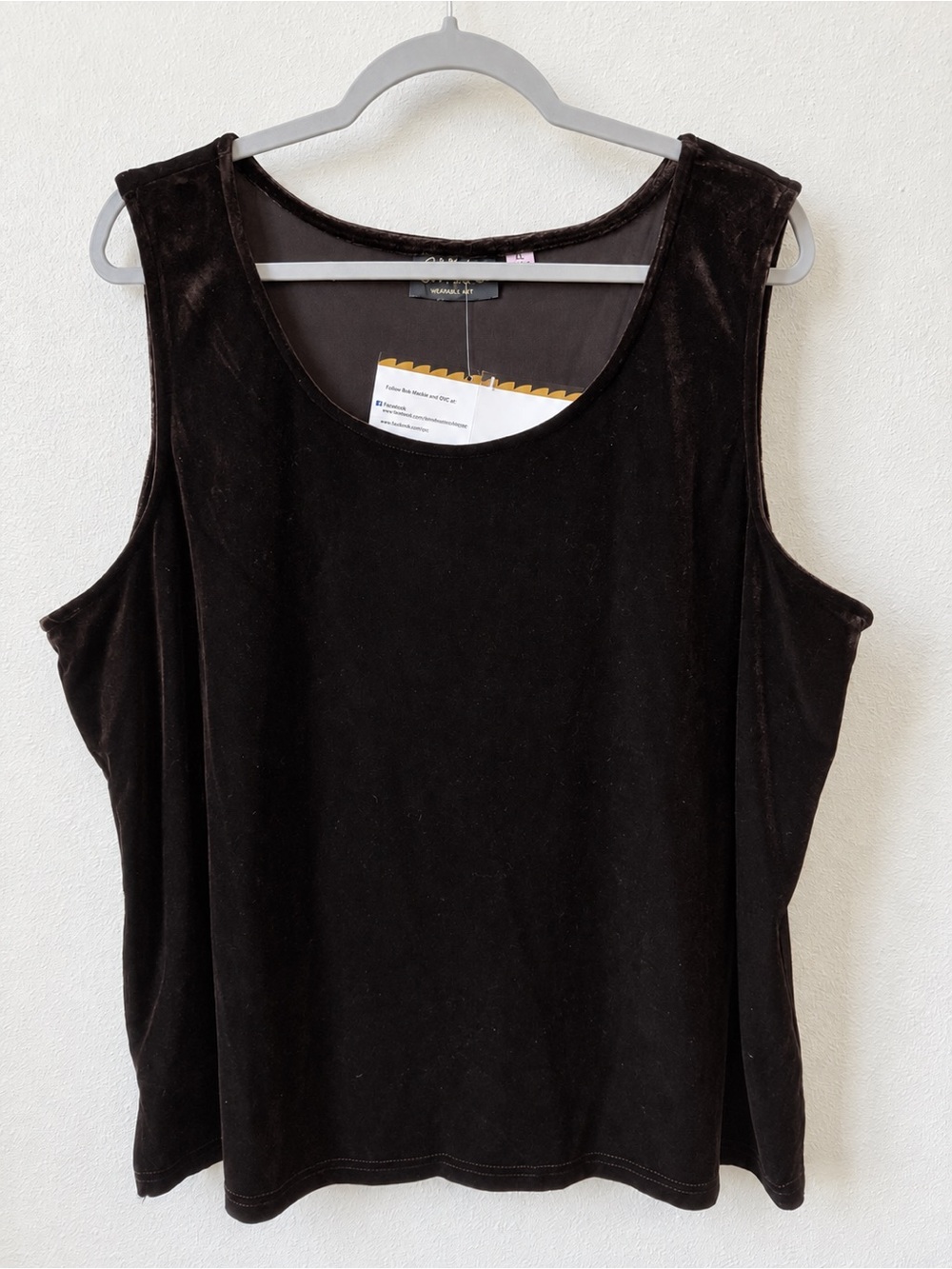 Bob Mackie Velvet Tank Top XL Chocolate Brown NWT Wearable Art